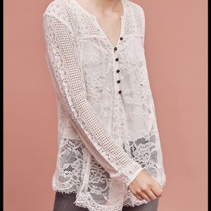 Anthropology Scalloped Lace Henly Blouse Size 4